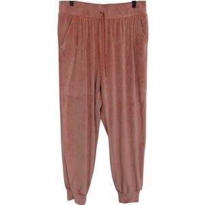 Victoria's Secret Womens Sz L Pink Salmon On Point Velvet Lounge Jogger Pants